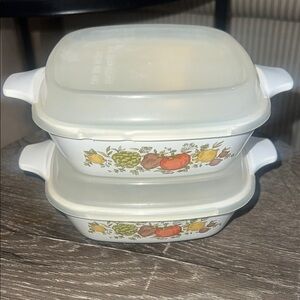 Corningware small ‘Spice of life ‘ dishes with fridge lids